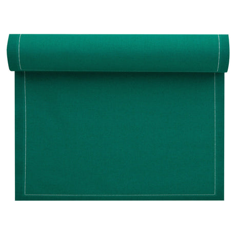 Set of Caribbean Green napkins and placemats by MY DRAP, featuring four stylish variants for elegant table setting.