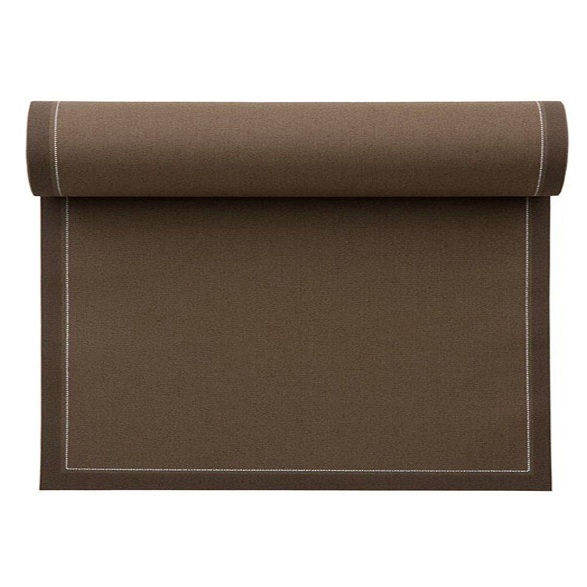 Taupe fabric napkins and placemats set by MY DRAP, featuring four stylish variants for elegant table setting.