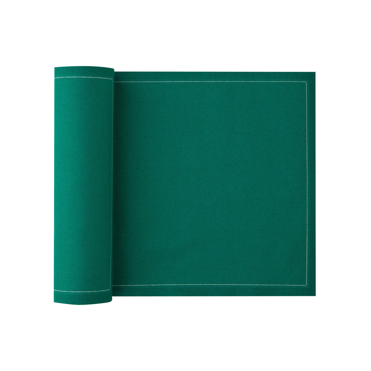 Set of Caribbean Green napkins and placemats from MY DRAP, featuring four stylish variants for elegant table settings.
