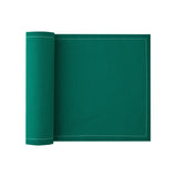 Set of Caribbean Green napkins and placemats from MY DRAP, featuring four stylish variants for elegant table settings.