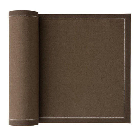 Taupe fabric napkins and placemats from MY DRAP, featuring elegant design and four stylish variants, ideal for table setting.